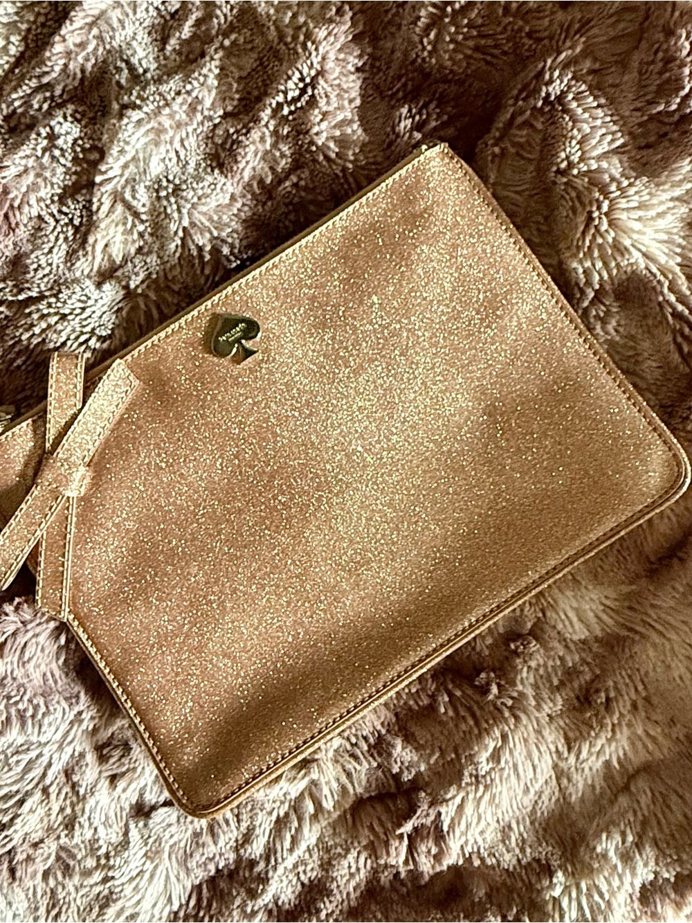 kate spade Rose Gold Glitterbug cosmetic case